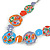 Multicoloured Enamel, Crystal 'Disks and Circles' Geometric Necklace and Drop Earrings In Rhodium Plating - 40cm L/ 7cm Ext - view 8