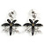 Romantic Enamel Flower and Butterfly Cluster Necklace and Stud Earrings Set In Rhodium Plating (Black/ Grey) - 40cm L/ 8cm Ext - view 8