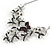 Romantic Enamel Flower and Butterfly Cluster Necklace and Stud Earrings Set In Rhodium Plating (Black/ Grey) - 40cm L/ 8cm Ext - view 10