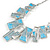 Light Blue/ Grey Enamel Geometric Necklace and Drop Earrings In Rhodium Plating Set - 38cm L/ 8cm Ext - view 4
