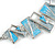 Light Blue/ Grey Enamel Geometric Necklace and Drop Earrings In Rhodium Plating Set - 38cm L/ 8cm Ext - view 7