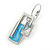 Light Blue/ Grey Enamel Geometric Necklace and Drop Earrings In Rhodium Plating Set - 38cm L/ 8cm Ext - view 5