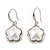 Stylish White Pearl Style Flower Pendant and Drop Earrings In Rhodium Plating (48cm Chain) - view 2