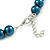 10mm Teal Glass Bead Choker Necklace & Stud Earrings Set - 37cm L/ 5cm Ext - view 5