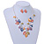 Matt Pastel Multicoloured Enamel Leaf Necklace and Stud Earrings In Light Silver Tone - 45cm L/ 7cm Ext - view 2