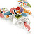 Matt Pastel Multicoloured Enamel, Clear Crystal Floral Necklace and Stud Earrings In Light Silver Tone - 45cm L/ 7cm Ext - view 3