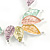 Matt Pastel Multicoloured Enamel Leaf Necklace and Drop Earrings Set In Light Silver Tone Metal - 45cm L/ 7cm Ext - view 4