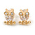 Tiny Clear CZ Owl Pendant with Snake Type Chain & Stud Earrings Set In Gold Tone - 42cm L/ 6cm Ext - view 3