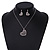 Romantic Crystal Heart Pendant and Drop Earrings In Silver Tone Metal - 40cm/ 4cm Ext - view 2
