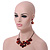 Red/ Coral Crystal Asymmetrical Acrylic Floral Necklace with Black Tone Chain - 41cm L/ 7cm Ext - Gift Boxed - view 9