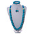 Mint/ Turquoise Coloured Wooden Bead Necklace, Flex Bracelet and Drop Earrings Set - 80cm Long - view 2