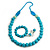 Mint/ Turquoise Coloured Wooden Bead Necklace, Flex Bracelet and Drop Earrings Set - 80cm Long - view 9