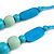 Mint/ Turquoise Coloured Wooden Bead Necklace, Flex Bracelet and Drop Earrings Set - 80cm Long - view 8