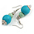 Mint/ Turquoise Coloured Wooden Bead Necklace, Flex Bracelet and Drop Earrings Set - 80cm Long - view 5