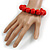Red Wooden Bead Necklace, Flex Bracelet and Drop Earrings Set - 80cm Long - view 4