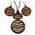 Long Brown Cord Wooden Pendant with Wavy Motif, Drop Earrings and Cuff Bangle Set in Brown - 76cm L/ Medium Size Bangle - view 5