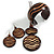 Long Brown Cord Wooden Pendant with Wavy Motif, Drop Earrings and Cuff Bangle Set in Brown - 76cm L/ Medium Size Bangle