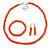 Orange Glass/ Ceramic Bead with Silver Tone Spacers Necklace/ Earrings/ Bracelet Set - 48cm L/ 7cm Ext
