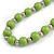 Light Green Wood and Silver Acrylic Bead Necklace, Earrings, Bracelet Set - 70cm Long - view 9