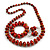 Red/ Black/ Gold Wooden Bead Long Necklace, Drop Earrings, Flex Bracelet Set - 80cm Long - view 10