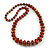 Red/ Black/ Gold Wooden Bead Long Necklace, Drop Earrings, Flex Bracelet Set - 80cm Long - view 8