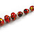 Red/ Black/ Gold Wooden Bead Long Necklace, Drop Earrings, Flex Bracelet Set - 80cm Long - view 9