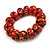 Red/ Black/ Gold Wooden Bead Long Necklace, Drop Earrings, Flex Bracelet Set - 80cm Long - view 5