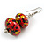 Red/ Black/ Gold Wooden Bead Long Necklace, Drop Earrings, Flex Bracelet Set - 80cm Long - view 11