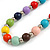 Multicoloured Wood and Silver Acrylic Bead Necklace, Earrings, Bracelet Set - 70cm Long - view 7