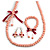 Pastel Pink Wooden Bead with Bow Long Necklace, Bracelet and Drop Earrings Set - 80cm Long - view 5