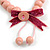 Pastel Pink Wooden Bead with Bow Long Necklace, Bracelet and Drop Earrings Set - 80cm Long - view 11