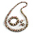 White/ Black/ Green/ Magenta Wooden Bead Long Necklace, Drop Earrings, Flex Bracelet Set - 80cm Long - view 8