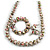 White/ Black/ Green/ Magenta Wooden Bead Long Necklace, Drop Earrings, Flex Bracelet Set - 80cm Long - view 2