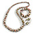 White/ Black/ Green/ Magenta Wooden Bead Long Necklace, Drop Earrings, Flex Bracelet Set - 80cm Long