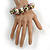White/ Black/ Green/ Magenta Wooden Bead Long Necklace, Drop Earrings, Flex Bracelet Set - 80cm Long - view 5