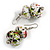 White/ Black/ Green/ Magenta Wooden Bead Long Necklace, Drop Earrings, Flex Bracelet Set - 80cm Long - view 6