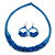 Ethnic Handmade Semiprecious Stone with Cotton Cord Necklace, Bracelet and Hoop Earrings Set In Blue - 56cm L - view 8