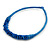 Ethnic Handmade Semiprecious Stone with Cotton Cord Necklace, Bracelet and Hoop Earrings Set In Blue - 56cm L - view 9