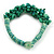 Ethnic Handmade Semiprecious Stone with Cotton Cord Necklace, Bracelet and Hoop Earrings Set In Green - 56cm L - view 11