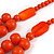 Chunky Orange Long Wooden Bead Necklace, Flex Bracelet and Drop Earrings Set - 90cm Long - view 7