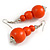 Chunky Orange Long Wooden Bead Necklace, Flex Bracelet and Drop Earrings Set - 90cm Long - view 5