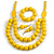 Chunky Yellow Long Wooden Bead Necklace, Flex Bracelet and Drop Earrings Set - 90cm Long