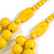 Chunky Yellow Long Wooden Bead Necklace, Flex Bracelet and Drop Earrings Set - 90cm Long - view 10