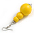 Chunky Yellow Long Wooden Bead Necklace, Flex Bracelet and Drop Earrings Set - 90cm Long - view 12
