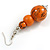 Chunky Wood Bead Cord Necklace and Earring Set with Animal Print in Orange/ 76cm L - view 11
