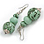 Chunky Wood Bead Cord Necklace and Earring Set with Animal Print in Mint/ 76cm L - view 6