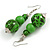 Chunky Wood Bead Cord Necklace and Earring Set with Animal Print in Green/ 76cm L - view 5