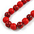 Chunky Wood Bead Cord Necklace and Earring Set with Animal Print in Red/ 76cm L - view 8