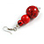 Chunky Wood Bead Cord Necklace and Earring Set with Animal Print in Red/ 76cm L - view 10