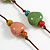 Multicoloured Ceramic Heart Bead Brown Cord Necklace and Drop Earrings Set/48cm L/Slight Variation In Colour/Natural Irregularities - view 8